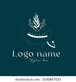 Tea hand drawn logo design.