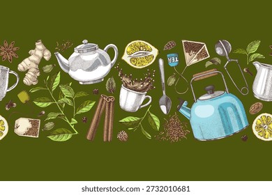 Té dibujado a mano frontera sin fisuras