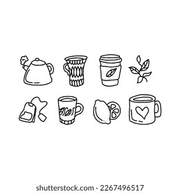 tea handrawn doodle illustrations vector