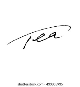 Tea handwritten phrase isolated on white background