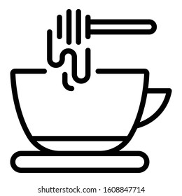 Tee mit Honigsymbol. Tee mit Honig-Vektorillustration-Symbol für Webdesign einzeln auf weißem Hintergrund