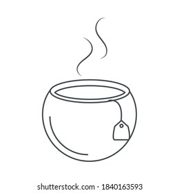 té, bebida caliente en taza con el icono de la línea de bolso de té ilustración vectorial