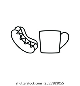 Tea and hot dog set food icon vector basic design simple and modern concept graphic