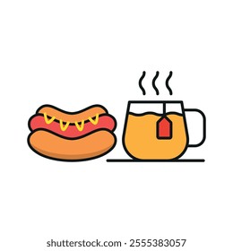 Tea and hot dog set food icon vector basic design simple and modern concept graphic