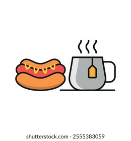Tea and hot dog set food icon vector basic design simple and modern concept graphic