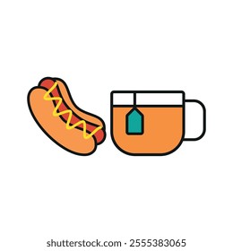 Tea and hot dog set food icon vector basic design simple and modern concept graphic