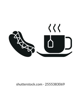 Tea and hot dog set food icon vector basic design simple and modern concept graphic