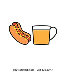Tea and hot dog set food icon vector basic design simple and modern concept graphic