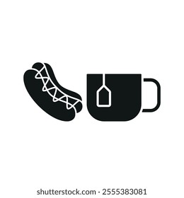 Tea and hot dog set food icon vector basic design simple and modern concept graphic