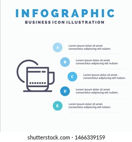 Tea, Hot, Hotel, Service Blue Infographics Template 5 Steps. Vector Line Icon template. Vector Icon Template background