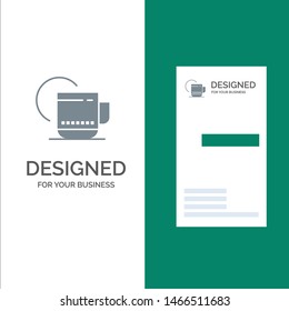 Tea, Hot, Hotel, Service Grey Logo Design and Business Card Template. Vector Icon Template background