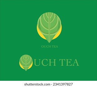 tea house brand logo vector green background