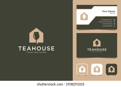 tea house elegant logo design and business card