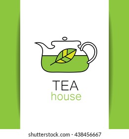 Tea house. Tea logo concept design for tea shop, restaurant, cafe, menu. Vector graphic illustration.