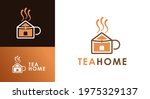 Tea House Logo Design Template with unique cup shape. Tea  shop logo for a Tea shop or shop. Vector badge or logo type with cup.