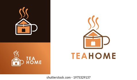 Tea House Logo Design Template with unique cup shape. Tea  shop logo for a Tea shop or shop. Vector badge or logo type with cup.