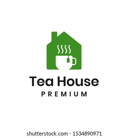 Tea House Logo Design Vector Green Stock Vector (Royalty Free ...