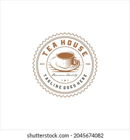 Tea House Logo Design Vector Image