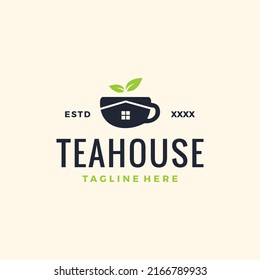 Tea house logo design vector illustration