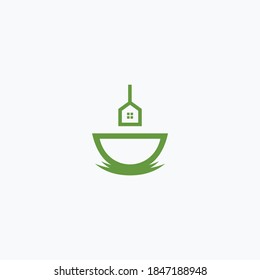 tea house logo with a house shaped cup and tea bag logo