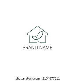 Diseño de la plantilla del logotipo del salón de té. Este logo fue creado combinando el diseño de una casa con hojas de té. Este logotipo es muy adecuado para ser la identidad de una marca o negocio y servicio