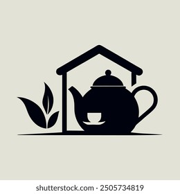 Tea house logo vector illustration.