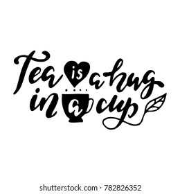 Tea Hug Cupinspirational Quotehand Drawn Illustration Stock Vector ...