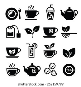 Tea and ice tea vector icons set 