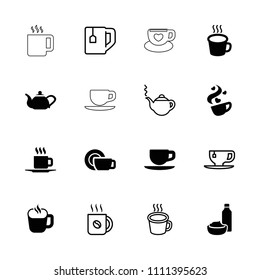 Tea icon. collection of 16 tea filled and outline icons such as drink and food, cup, coffee, dish. editable tea icons for web and mobile.