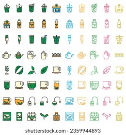 Tea icon collection, white color background