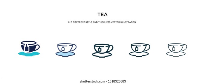 tea icon in different style and thickness vector illustration. Two colored and black tea vector icons in filled, outline, line, stroke style can be used for web, mobile, UI