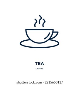tea icon from drinks collection. Thin linear tea, cappuccino, hot outline icon isolated on white background. Line vector tea sign, symbol for web and mobile