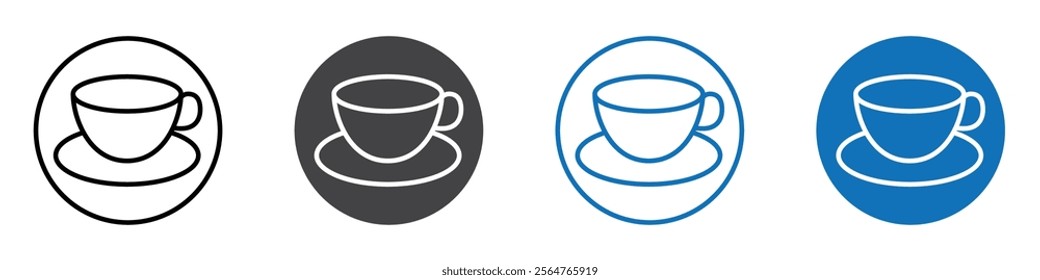 Tea icon flat editable icon mark set.