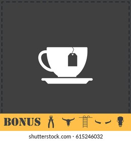 Tea icon flat. Simple vector symbol and bonus icon