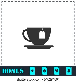 Tea icon flat. Simple vector symbol and bonus icon