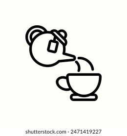 tea icon, isolated bakery outline icon set