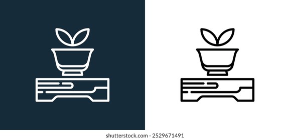 tea icon isolated on white and black colors. tea outline linear vector icon from mid autumn festival collection for mobile apps, web and ui.