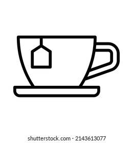 Tea Icon. Line Art Style Design Isolated On White Background