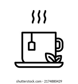 Tea Icon. Line Art Style Design Isolated On White Background