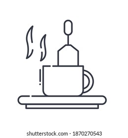Tea icon, linear isolated illustration, thin line vector, web design sign, outline concept symbol with editable stroke on white background.