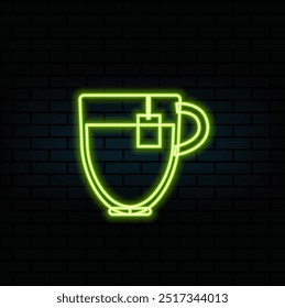 Tea icon. Tea icon Neon Light Glowing Vector Illustration. Tea icon Neon Sign Illustration. Tea cafe cup icon.