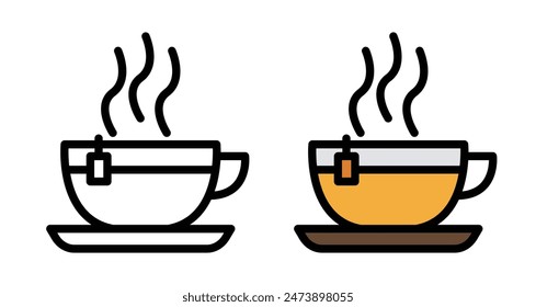 
Tea Icon. Outline and Colourful Tea Vector Icon for Web Design Isolated on White Background.