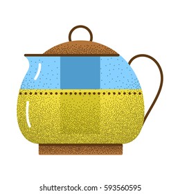 Tea icon retro texture. Teapot logo. Vintage design. Flat tea icon. Colored vector illustration isolated on white background