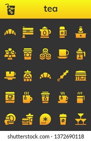 tea icon set. 26 filled tea icons.  