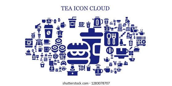  tea icon set. 93 filled tea icons. Simple modern icons about  - Fast food, Tea time, Tea, Soda, Coffee, Kettle, Breakfast, Reception, Geisha, Thermo, Cup, French press, Sushi