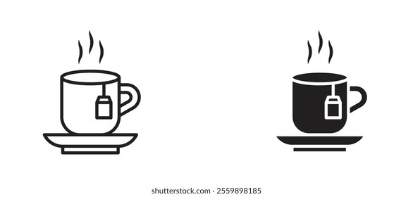 Tea Icon set in black color for ui designs