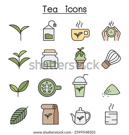 Tea icon set in colorline style