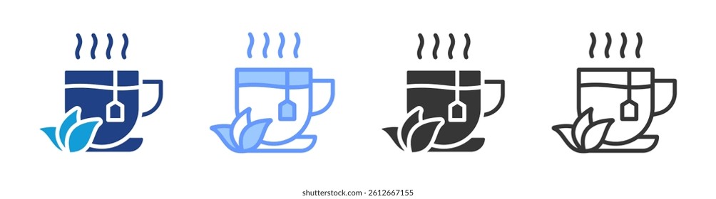 Tea icon set multiple style collection