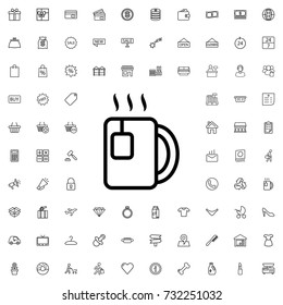 Tea icon. set of outline shopping icons.
