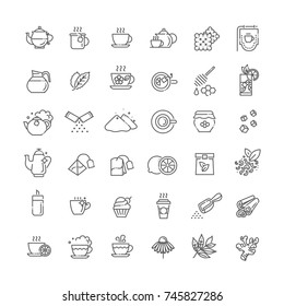 Tea icon set. Thin line vector illustration